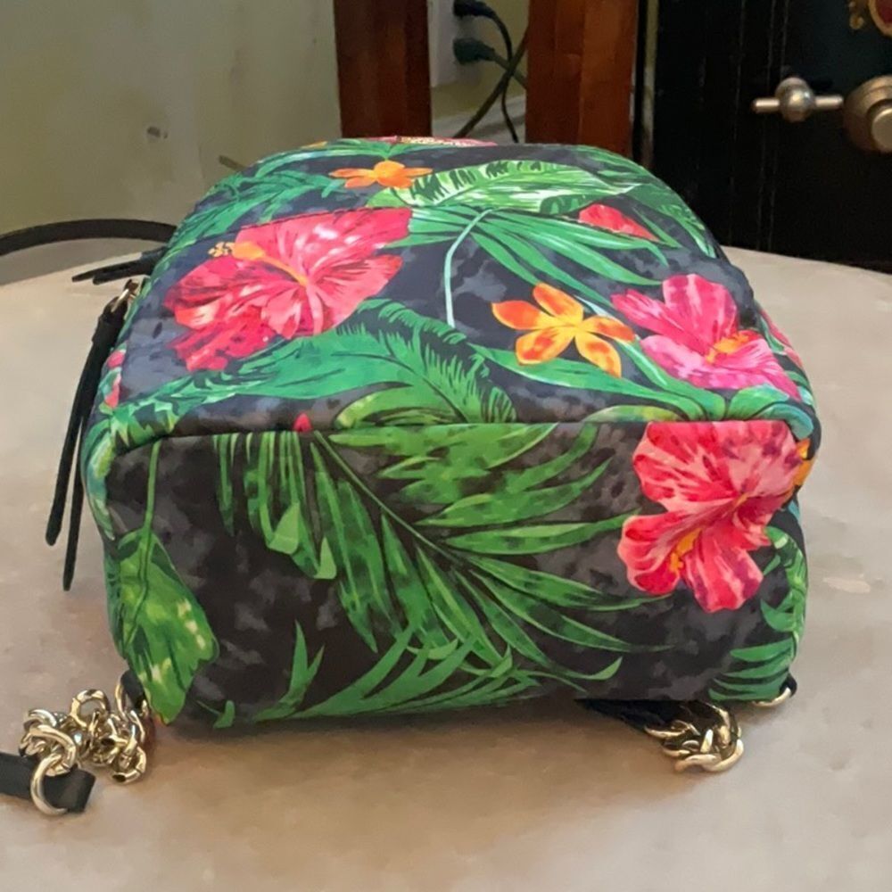 *Love* Victoria Secret Tropical Floral Mini Backpack Chic Striped Lining EUC - Picture 7 of 10